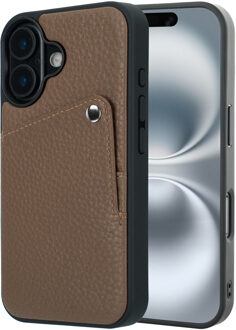 Selencia Riva Backcover met Pashouder voor de Apple iPhone 16 - Mocha Brown Bruin