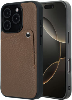 Selencia Riva Backcover met Pashouder voor de Apple iPhone 16 Pro - Mocha Brown Bruin