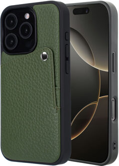 Selencia Riva Backcover met Pashouder voor de Apple iPhone 16 Pro - Sage Green Groen