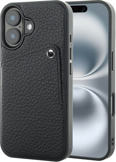 Selencia Riva Backcover met Pashouder voor de Apple iPhone 16 - Zwart