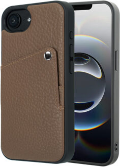Selencia Riva Backcover met Pashouder voor de Apple iPhone 16e - Mocha Brown Bruin