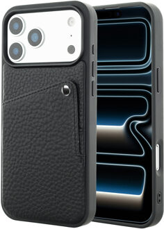 Selencia Riva Backcover met Pashouder voor de Apple iPhone 17 Pro Max - Zwart