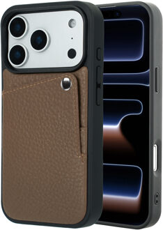 Selencia Riva Backcover met Pashouder voor de Apple iPhone 17 Pro - Mocha Brown Bruin