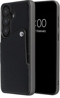 Selencia Riva Backcover met Pashouder voor de Samsung Galaxy S26 - Black Zwart