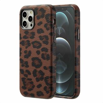 Selencia Sabi Backcover Panterprint met MagSafe voor de Apple iPhone 12 (Pro) - Mocha Brown Bruin