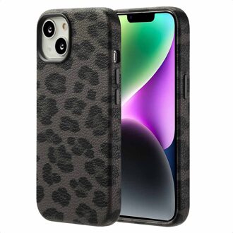 Selencia Sabi Backcover Panterprint met MagSafe voor de Apple iPhone 14 - Midnight Black Zwart