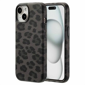 Selencia Sabi Backcover Panterprint met MagSafe voor de Apple iPhone 15 - Midnight Black Zwart
