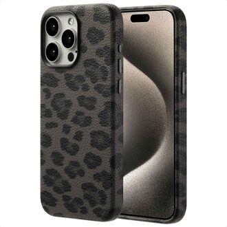 Selencia Sabi Backcover Panterprint met MagSafe voor de Apple iPhone 15 Pro Max - Midnight Black Zwart