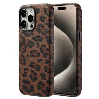 Selencia Sabi Backcover Panterprint met MagSafe voor de Apple iPhone 15 Pro Max - Mocha Brown Bruin