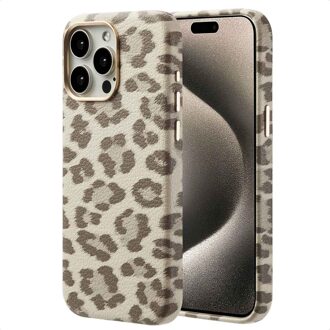 Selencia Sabi Backcover Panterprint met MagSafe voor de Apple iPhone 15 Pro Max - Soft Ivory Beige