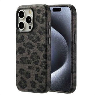 Selencia Sabi Backcover Panterprint met MagSafe voor de Apple iPhone 15 Pro - Midnight Black Zwart