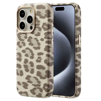 Selencia Sabi Backcover Panterprint met MagSafe voor de Apple iPhone 15 Pro - Soft Ivory Beige