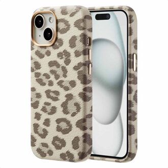 Selencia Sabi Backcover Panterprint met MagSafe voor de Apple iPhone 15 - Soft Ivory Beige