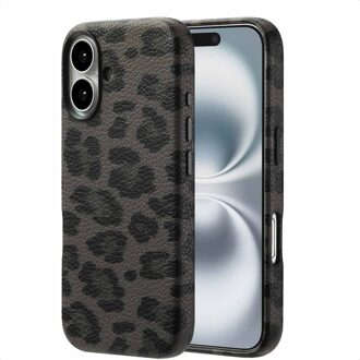 Selencia Sabi Backcover Panterprint met MagSafe voor de Apple iPhone 16 - Midnight Black Zwart