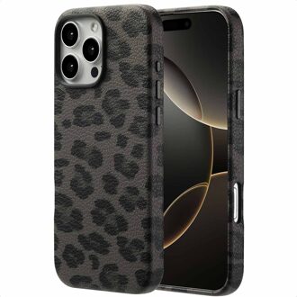 Selencia Sabi Backcover Panterprint met MagSafe voor de Apple iPhone 16 Pro Max - Midnight Black Zwart