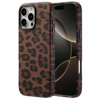 Selencia Sabi Backcover Panterprint met MagSafe voor de Apple iPhone 16 Pro Max - Mocha Brown Bruin