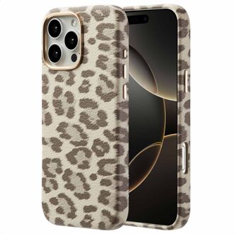 Selencia Sabi Backcover Panterprint met MagSafe voor de Apple iPhone 16 Pro Max - Soft Ivory Beige