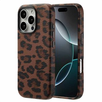 Selencia Sabi Backcover Panterprint met MagSafe voor de Apple iPhone 16 Pro - Mocha Brown Bruin