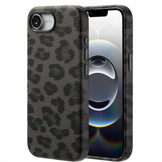 Selencia Sabi Backcover Panterprint met MagSafe voor de Apple iPhone 16e - Midnight Black Zwart
