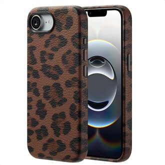 Selencia Sabi Backcover Panterprint met MagSafe voor de Apple iPhone 16e - Mocha Brown Bruin