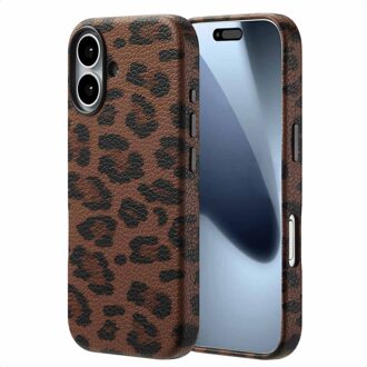 Selencia Sabi Backcover Panterprint met MagSafe voor de Apple iPhone 17 - Mocha Brown Bruin