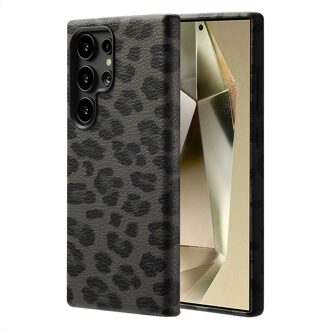 Selencia Sabi Backcover Panterprint met MagSafe voor de Samsung Galaxy S24 Ultra - Midnight Black Zwart