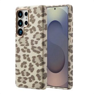 Selencia Sabi Backcover Panterprint met MagSafe voor de Samsung Galaxy S25 Ultra - Soft Ivory Beige