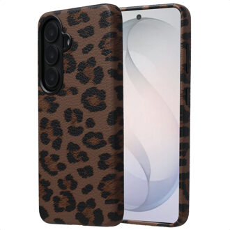 Selencia Sabi Backcover Panterprint met MagSafe voor de Samsung Galaxy S26 - Mocha Brown Meerkleurig