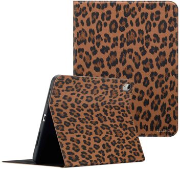 Selencia Sabi Bookcase met panterprint voor de Apple iPad 11 (2025) 11 inch A16 / iPad 10 (2022) 10.9 inch - Mocha Brown Bruin