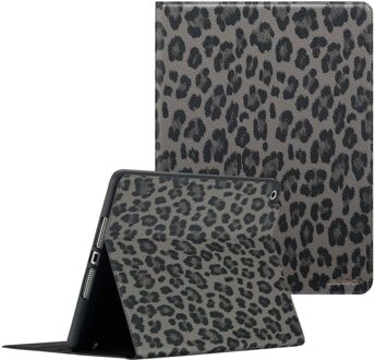 Selencia Sabi Bookcase met panterprint voor de Apple iPad 9 (2021) 10.2 inch / iPad 8 (2020) 10.2 inch / iPad 7 (2019) 10.2 inch - Midnight Black Zwart