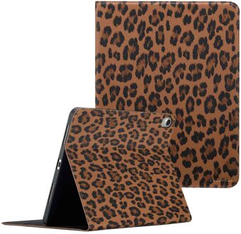 Selencia Sabi Bookcase met panterprint voor de Apple iPad Air 11 inch (2026) M4 / (2025) M3 / (2024) M2 / Air 5 (2022) / Air 4 (2020) - Mocha Brown Bruin