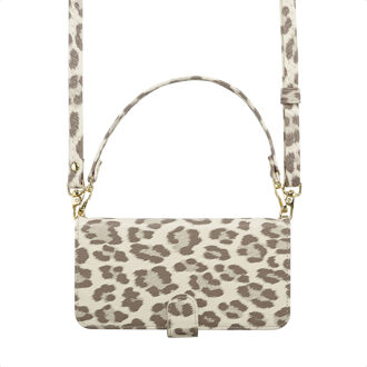 Selencia Sabi Bookcase met Panterprint voor de Apple iPhone 14 / 13 - Soft Ivory Beige