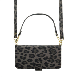 Selencia Sabi Bookcase met Panterprint voor de Apple iPhone 15 - Midnight Black Zwart