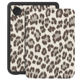 Selencia Sabi Bookcase met panterprint voor de Kobo Clara Colour / Clara BW - Soft Ivory Meerkleurig