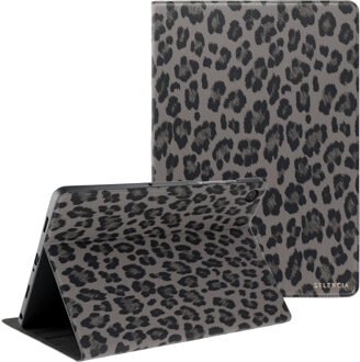Selencia Sabi Bookcase met panterprint voor de Samsung Galaxy Tab A11 Plus - Midnight Black Meerkleurig - 11