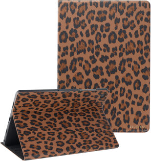 Selencia Sabi Bookcase met panterprint voor de Samsung Galaxy Tab A11 Plus - Mocha Brown Meerkleurig - 11