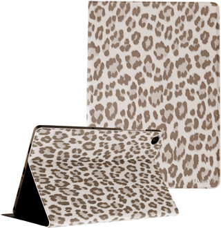 Selencia Sabi Bookcase met panterprint voor de Samsung Galaxy Tab A11 Plus - Soft Ivory Meerkleurig - 11