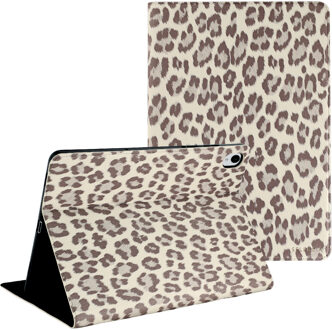 Selencia Sabi Bookcase met panterprint voor de Samsung Galaxy Tab S11 - Soft Ivory Meerkleurig - 11