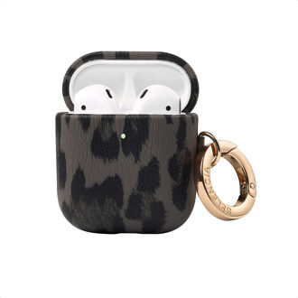 Selencia Sabi Case met panterprint voor de  Apple Airpods 1 / 2 - Midnight Black Zwart - One size