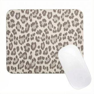 Selencia Sabi Kunstleren Muismat met Panterprint - 20 x 24 cm - Soft Ivory Beige - One size
