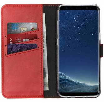 Selencia Samsung Galaxy S8 Hoesje Rood - Echt Lederen Booktype