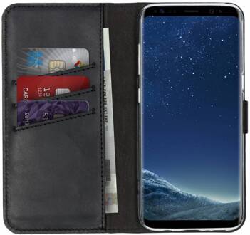 Selencia Samsung Galaxy S8 Hoesje Zwart - Echt Lederen Booktype