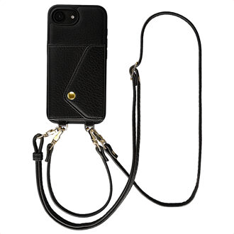 Selencia Sera Telefoonhoes met Koord en Envelop Pashouder voor de Apple iPhone 17e / 16e - Zwart