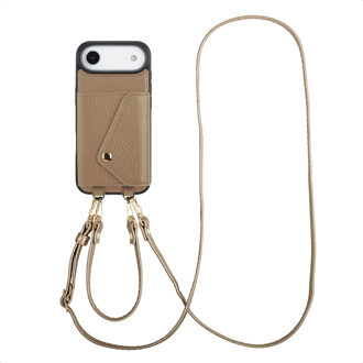 Selencia Sera Telefoonhoes met Koord en Envelop Pashouder voor de Apple iPhone Air - Taupe Beige