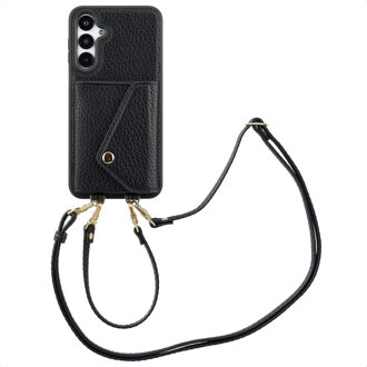 Selencia Sera Telefoonhoes met Koord en Envelop Pashouder voor de Samsung Galaxy A16 - Zwart