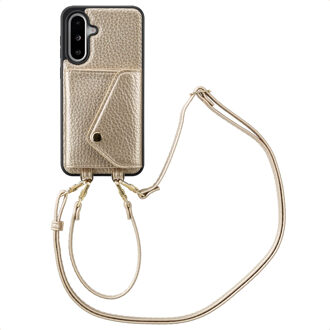 Selencia Sera Telefoonhoes met Koord en Envelop Pashouder voor de Samsung Galaxy A36 / A56 - Champagne Goud