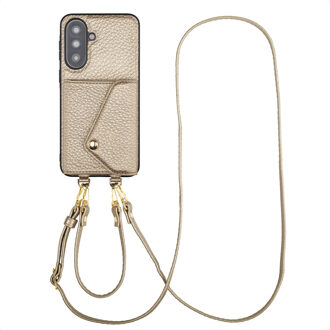 Selencia Sera Telefoonhoes met Koord en Envelop Pashouder voor de Samsung Galaxy A37 (5G) - Champagne Goud