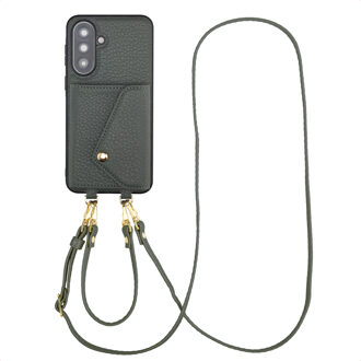 Selencia Sera Telefoonhoes met Koord en Envelop Pashouder voor de Samsung Galaxy A37 (5G) - Sage Green Groen