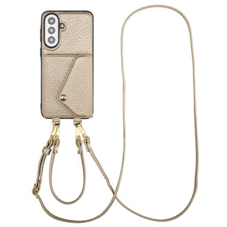 Selencia Sera Telefoonhoes met Koord en Envelop Pashouder voor de Samsung Galaxy A57 (5G) - Champagne Beige