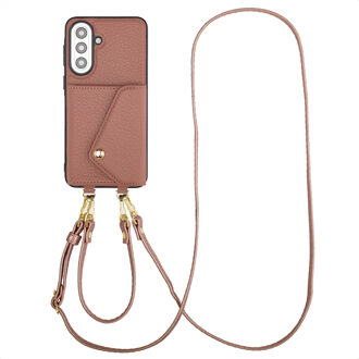 Selencia Sera Telefoonhoes met Koord en Envelop Pashouder voor de Samsung Galaxy A57 (5G) - Old Pink Lichtroze